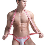 Men's Sexy Mesh U-convex Large Pouch Breathable Vest One-piece Suspender T-back