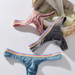 3 Pack Men's Ice Silk Middle-Rise Summer Thongs