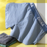 3 Pack Men's Mid-Rise & Breathable Striped Design Soft Boxers