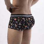 3 Pack Men's Floral Print U-Pouch Slim-Fit Breathable Cotton Trunks