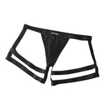 2 Pack Men's Low-Rise Sexy Thong with U-Pouch and Fixed Thigh Straps