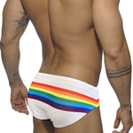 Men's Colorful Striped Stretch Fit Comfy Waistband Swim Briefs