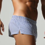 2 Pack Men's Breathable Cotton Classic Pinstripe Home Shorts