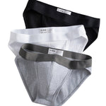 2 Pack Men's Ribbed Cotton Low-Rise Bikini with Soft Stretch Comfort