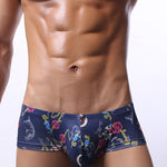 Men's Sexy Botanical Printed Mesh Underwear