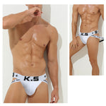 3 Pack Men's Letter Print Color Block Breathable & Stretchy Jockstraps