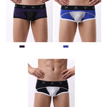 3 Pack Men's Nylon Mesh Breathable U-Pouch Trunks