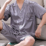 Men's Striped Satin Cool Pajamas Set