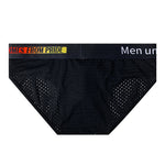 Men's Mesh Briefs With Colorful Spliced Lines