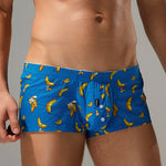 2 Pack Men's Low-Rise Cotton Boxer Shorts with Playful Print