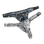 4 Pack Men's Trendy Prints U-Pouch Mesh & Breathable Thongs