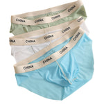 3 Pack Men's Ice Silk Lightweight & Transparent Skin-Feel Solid Color Briefs