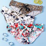 2 Pack Men's Ice Silk Quick Dry Low Rise Drawstring High Elastic Non-Binding Swim Briefs