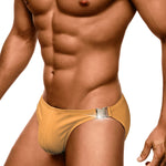 Men's Quick-Dry Odor-Control Solid Color Side Snap Swim Briefs