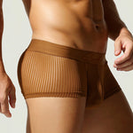 3 Pack Men's Striped Mesh Trunks with Comfort Pouch