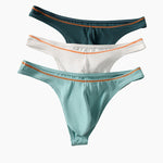 4 Pack Men's Low-Rise Solid Thongs with Reinforced Edging