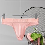 2 Pack Men's Ribbed Low-Rise Support Thongs with U-Shape Pouch