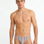 4 Pack Men's Striped Breathable Cotton Slim-Fit U-Pouch Briefs