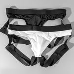 2 Pack Men's Sexy Thong with Elastic Leg Straps and Contoured Pouch