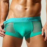 2 Pack Men's Stay-Put Fit Lightweight & Airy Solid Color Semi-Transparent Trunks
