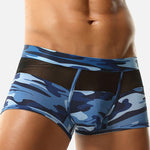 2 Pack Men's Camo Mesh Color Block Stretchy & Breathable Trunks
