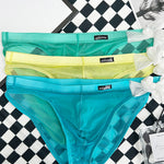 Men's Sexy Translucent Lace-up Briefs with Unfastened U-shaped Large Pouch
