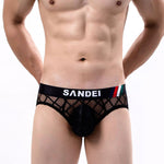 3 Pack Men's Low-Rise Lace Sexy Mesh Briefs And Thongs