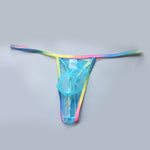 3-pack Men's Sexy Rainbow Transparent Convex Pouch Breathable Thong
