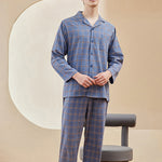 Men's Long Sleeve Woven Brushed Cotton Pajama Set