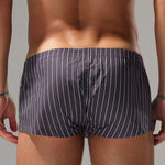 2 Pack Men's Fashionable Cotton Lounge Shorts with Stripe Patchwork