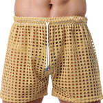 2 Pack Men's Mesh See-Through Shorts with Drawstring Waist