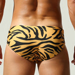 Men's Breathable Tiger Print Beach Vacation Swim Briefs
