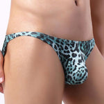 4 Pack Men's U-Convex Leopard Print Nylon Bikini