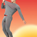 Men's Seamless Double-sided Round Neck Thermal Underwear Set