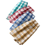 2 Pack Men's Mid-Rise Premium Cotton Plaid Quick-Dry Boxer Shorts