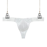 3 Pack Men's Low Waist Transparent Sexy Large Pouch Ice Silk Thong