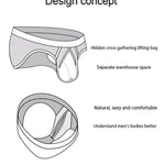 3-pack Men's Low-rise Compartment Lift Independent Pouch Briefs