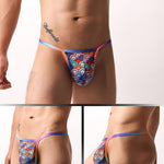 4 Pack Men's Striped Breathable Mesh Ultra Elastic & Soft Thongs