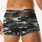 2 Pack Men's Camouflage Color Block Sheer Mesh Stretchy Trunks