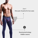 Men's Autumn Johns Underwear 2 in 1 Design Warm Polyester Tights
