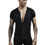 Men’s Button-Front One-Piece Romper – Soft, Stretchy & Comfortable Fit
