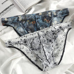4 Pack Men's Trendy Print Low-Rise U-Pouch & Breathable Mesh Briefs