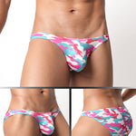 3 Pack Men's Camouflage Print Low-Rise & Sexy Mesh Breathable Briefs