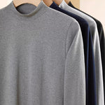 Men's Pure Cotton Mid-Neck Thin Base-Layer Seamless Comfort Thermal Sets