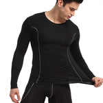Men's Round Neck Solid Color Bamboo Fiber Thermal Underwear Set