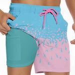 Men's Gradient Quick-Dry Double-Layer Lightweight Board Shorts