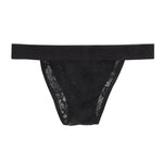 2 Pack Men's Silky Touch Black Sexy Lace Lightweight & Airy Skin-Friendly Bikini