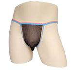 3 Pack Men's Mesh Sheer Support Pouch Strings with Cooling Comfort & Color Waistband