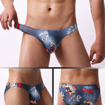 3 Pack Men's Low Rise Breathable Sports Print U-Pouch Moisture Wicking Bikinis