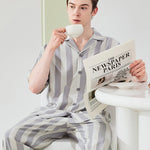 Ultra-Soft Cotton Thin Long-Sleeve Striped Lightweight Luxury Soft Pajama Sets